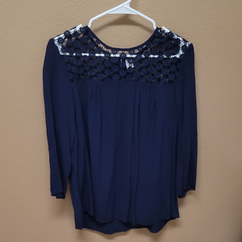 Old Navy Blue Crochet Detail Blouse 💙